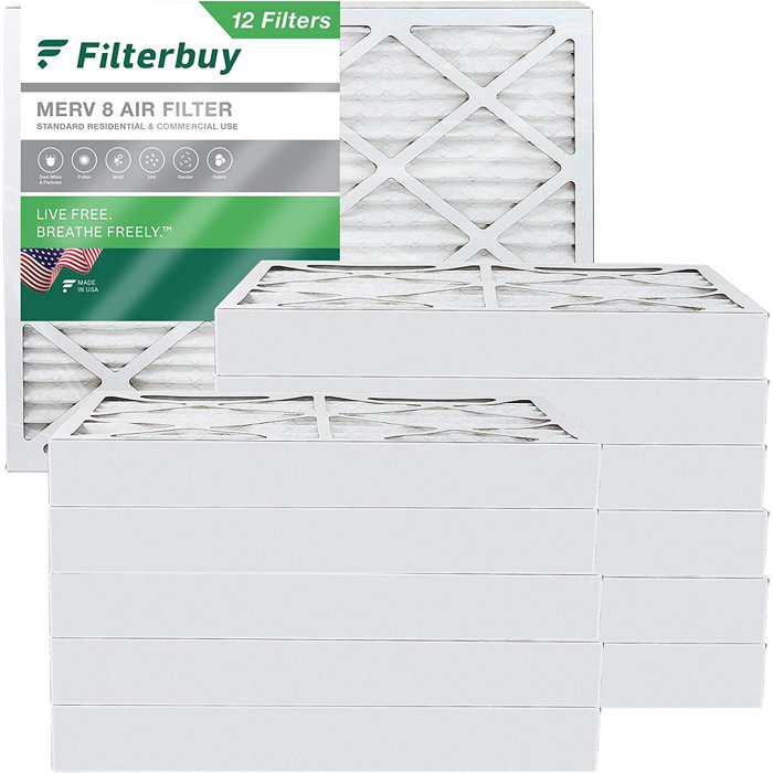 Filterbuy 16x20x4 Air Filter MERV 8, Pleated HVAC AC Furnace Filters